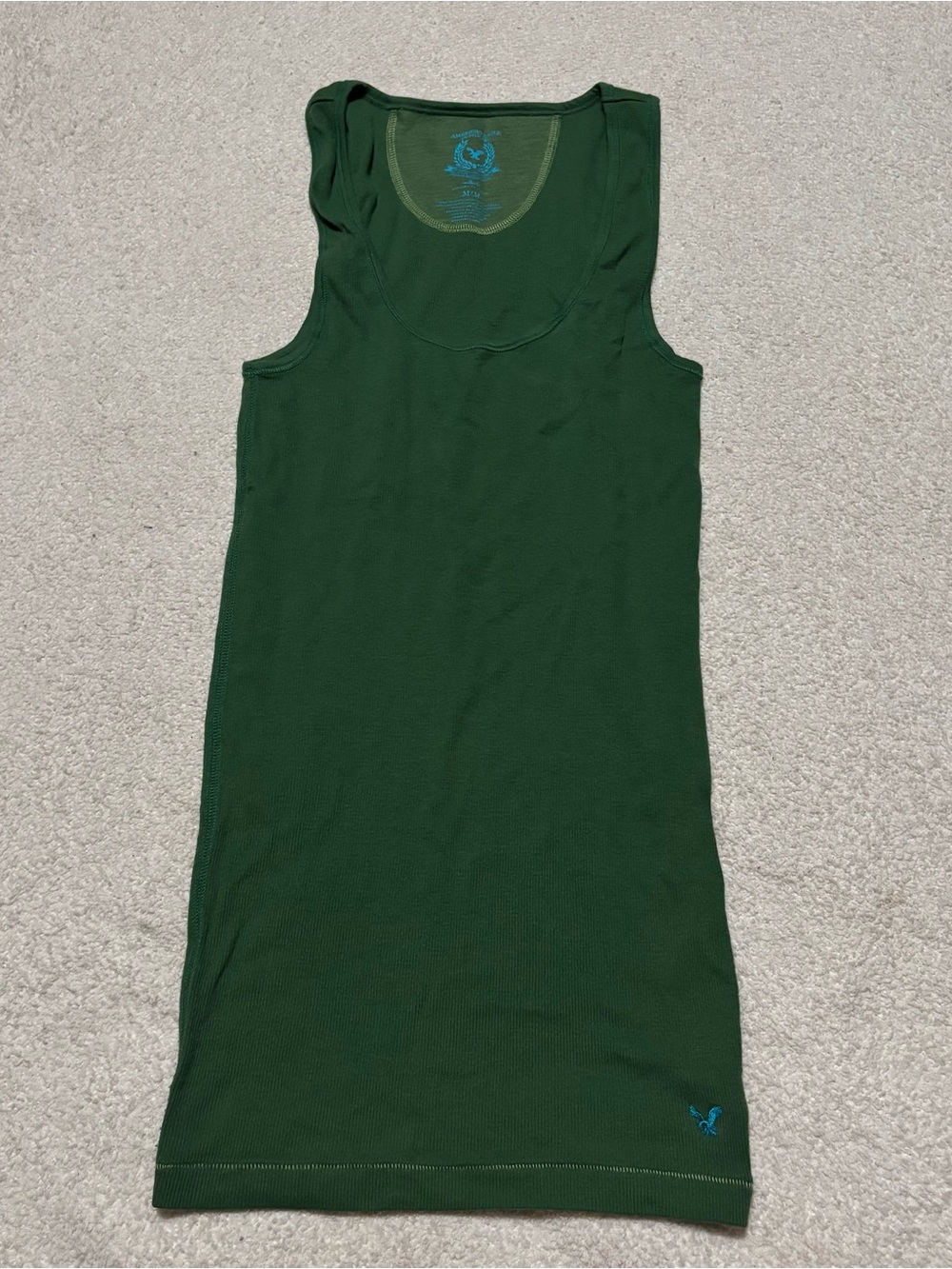 American Eagle Outfitters Dark Green Ribbed Tank Dress